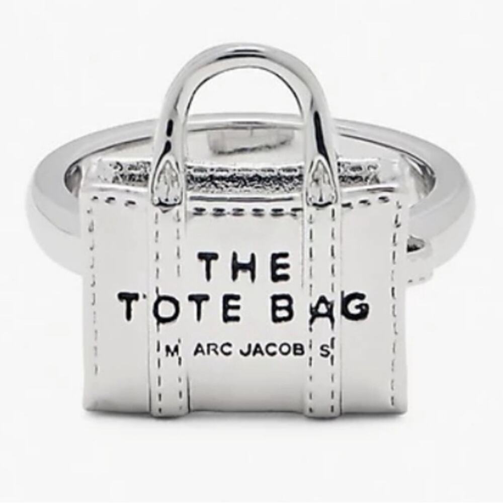 NWT Marc Jacobs Silver Tote Bag Design Ring 7 Kawaii Glamour Fashionista Gift